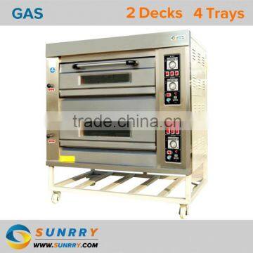 Professional Commercial Kitchen Equipment 2 Decks 4 Trays Best Oven Gas for Baking Bread photo-2