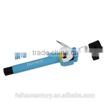 2016 Wholesale Supreme Mini cartoon Cable take pole Selfie Stick Wired Monopod Selfie Stick