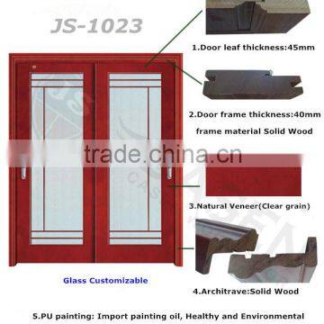 Mahogany Wood Glass Japanese Sliding Door photo-2