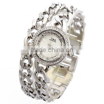 Women's Silver-Tone Stainless Steel Band Rhinestone Luury Fashion Quartz Analog Wrist Watches