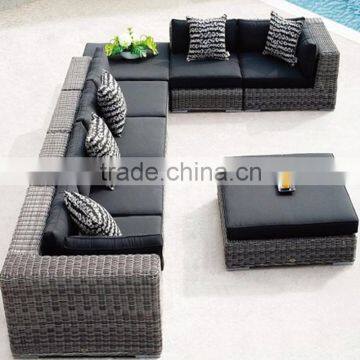 Outdoor Patio Garden Resin Plastic PE PVC Rattan Wicker Sectional Sofa Set photo-4