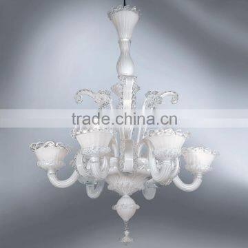 White Murano Glass Chandelier Lighting Luxury Pendant Hanging Light CZ3537/6