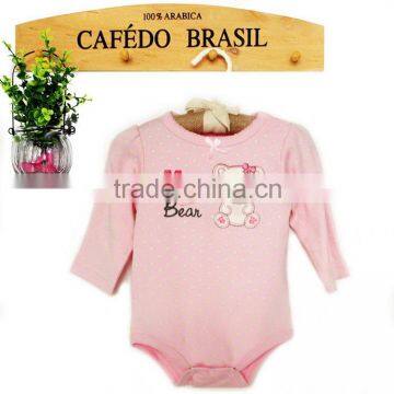 100% cotton baby girl carters longsleeve bodysuits with chest cat embroidery