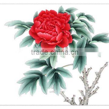 Top queen peony fabric painting house decor fabric painting wholesale