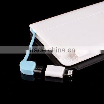 High quality 2500mAh power bank credit card size micro usb battery charger