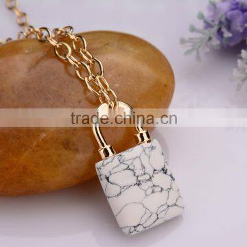 Marble Stone Lock Pendent Necklace photo-2