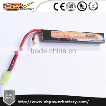 VB LiFePo4 Battery 9.9V 1000mah 15C airsoft gun stick AK battery accept OEM logo