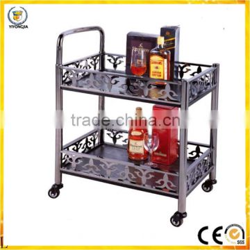 oblong shape Black car drinks two layer wine liquor stainless steel trolley service cat for restaurant or hotel