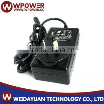 9V 2A ac dc Adapter Barrel type right angle connector 5.5X2.5mm/5.5X2.1mm with CE FCC SAA C-tick RoHS certificates