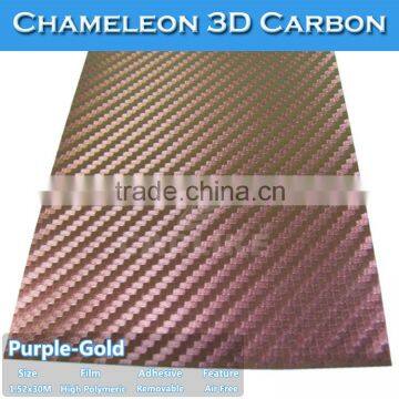 CARLIKE 1.52X30M 3D Chameleon Carbon Fiber Sticker Car Wrap Vinyl Film