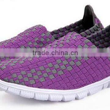 Handmade Elastic Upper Lady Men Woven Casual Shoes