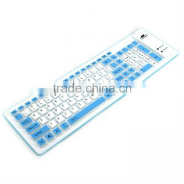 103 keys muti-color printed silicone foldable keyboard