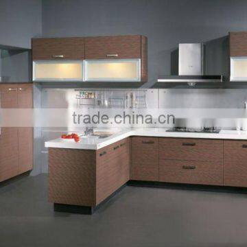 Wooden color Melamine kitchen cabinets high quality standard