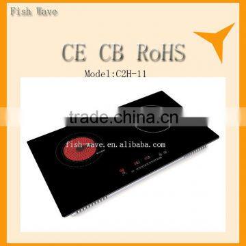 Kitchen appliances high quality New Style touch key hot sell 2 burners induction and infrared cooker with Stainless steel outer