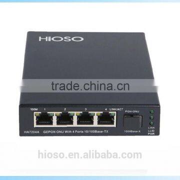 Metal Casing 100Mbps 4 FE RJ45 Ports FTTB GEPON Ethernet ONU