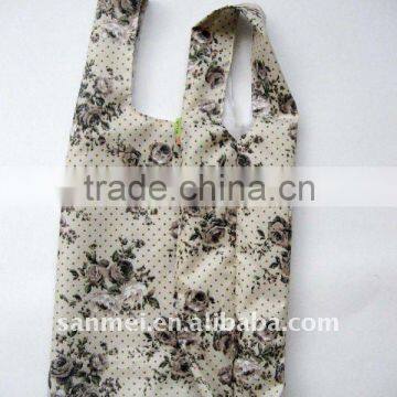 Flower Print Nylon Foldable Shopping Bag/flower Print Nylon Foldable Shopping Bag