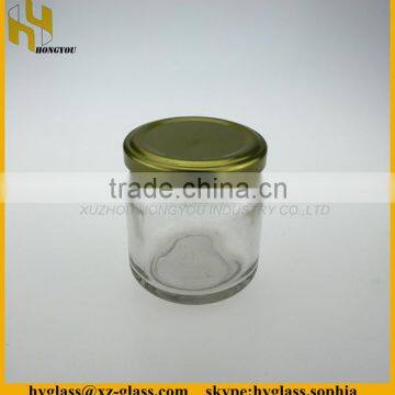 6cl glass jar for honey with golden metal lid high quality