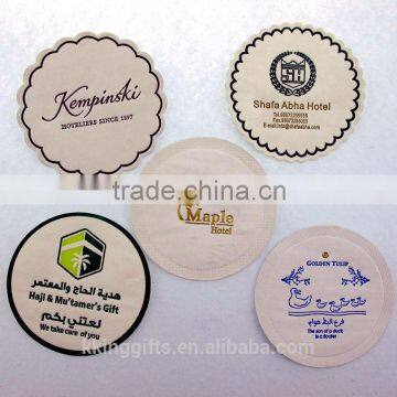 China alibaba tissue paper blank paper coasters/absorbent paper coffee coaster