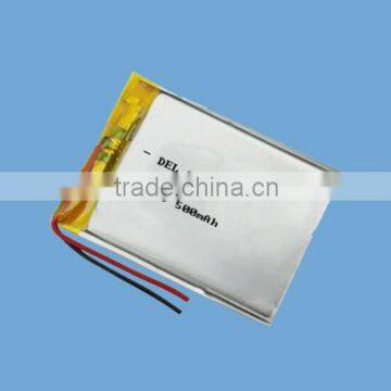 China battery factory for 500mah 3.7v rechargeable battery