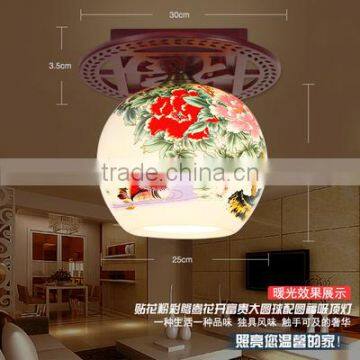 Chinese-made Flower Shade Modern Ceramic Energy Saving Ceiling Lamp Porcelain Wooden Light photo-6