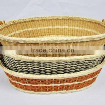 Multicolor made of rattan oval fruit basket