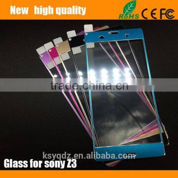 2.5D Titanium alloy brushed metal Tempered Glass Screen Protector guard for SONY Z3