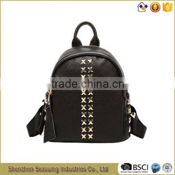 Hot Sale Special Rivet PU Leather School Backpack for Girls