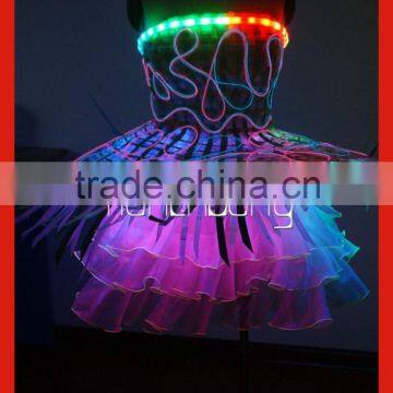 wireless controlled light up angel vostume dress,full color change fiber optic dress