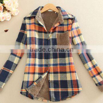 Woman' s Shirt Warm Fleece Lambswool Shirt Printed Long Sleeve t Shirt photo-2