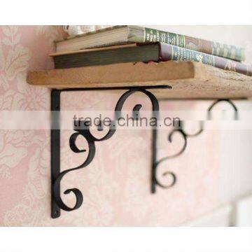 Black metal wall shelf bracket