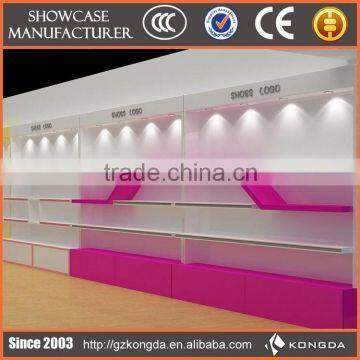 Top grade shoe corner showcase cabinet showroom stands design