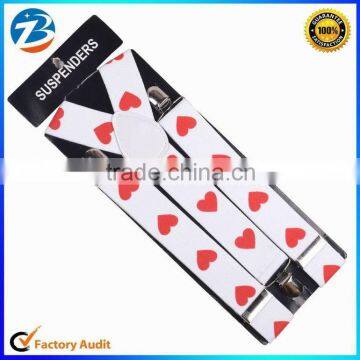 Fashion Heart Printed Wide Elastic Braces Girl and Boy Suspenders