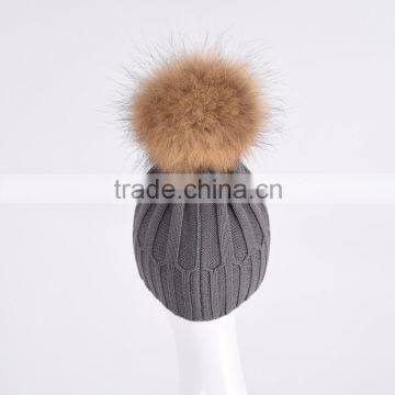 100% Cotton Customized Unisex Knitted Hats Winter Beanie Hat With Fur Ball KZ160087 Supplier's Choice photo-4
