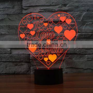 3D Optical Night Light Love 7 RGB Light Colors 10 LEDs AA Battery or DC 5V Mixed Lot photo-6