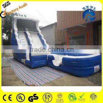 Blue & White Giant Inflatable Water Slide for Adult and children in Good Quality with Pool