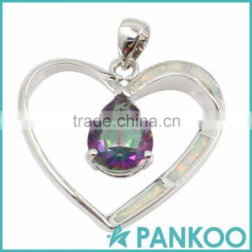 Wholesale Fashion Series of Water on the Heart Blue Opal Sterling Silver Unisex Necklace Pendant photo-2