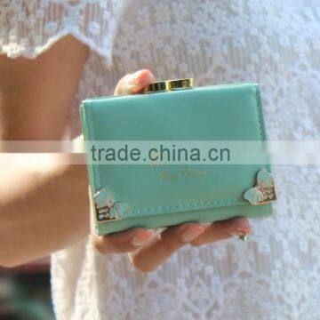 Korean lovely women diamond PU wallet,women short wallet