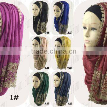Fashion Graceful Wholesale New Style Lace Charming Shawl Wrap Viscose Shimmer Hijab Glitter Scarf photo-6