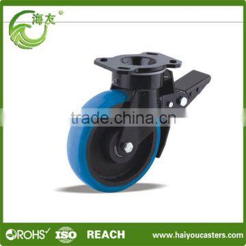 Braked Swivel Caster with polyurethane Wheels(Iron core)