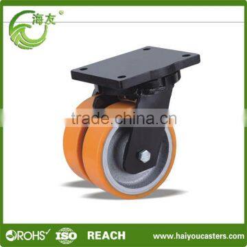 swivel and fixed caster with polyurethane double wheel iron core