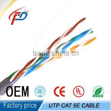 CAT5 Solid Unshielded Twisted Pair Cable , Plenum Rated Cable 350MHz 4PR 24AWG Solid Bare Copper 1000ft Pull Box