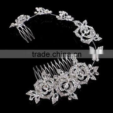 2016 Tiara Flower Decoration For Hair Rhinestone Bridal Wedding Hair Barrette Accessories Head Chain Jewelry