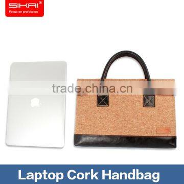Sikai Patent Water Proof Environmental Wooden Smooth HandBag For Universal Laptop Tablet Cork Briefcase With Leather Strap photo-5