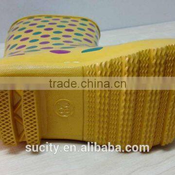 Elegant Yellow Kids Rubber Rain Boots With Dots Print