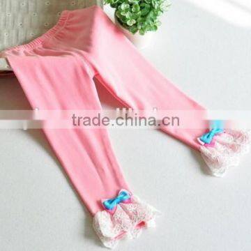 Wholesale Little Princess Flower Lace Leggings Custom High Quality Thin Cotton Baby Trousers photo-4