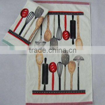 open ended yarn terry cream or white background woven jacquard towel with dobby edge for wholesale