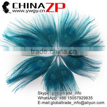 CHINAZP Wholeasale Top Selling Special Colors Dyed Turquoise Trimmed Short Peacock Feathers for Girls