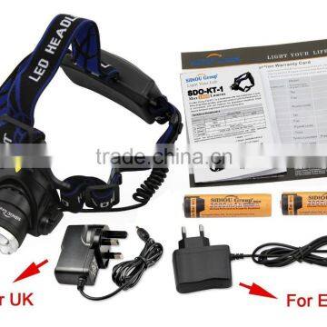 Sidiou Group 1800Lm XM-L T6 10W Focus LED Headlamp Light With 2 X 3.7V 3000mAh 18650 Rechargeable Battery and Battery Charger photo-6