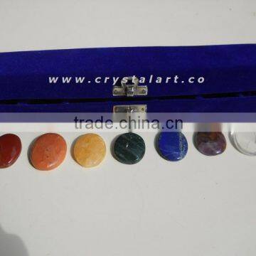 GEMSTONE CHAKRA OVAL SET WITH VELVET CASE