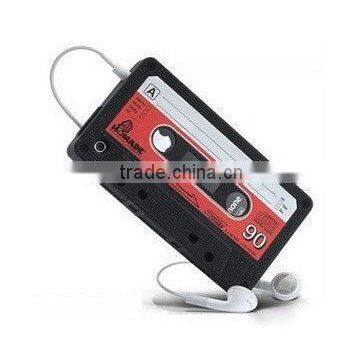 50pcs/lot 3D Retro Cassette magnetic Tape Pattern Silicone Case Back Cover For Apple iPhone 5